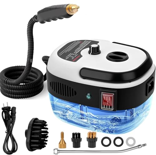 Pulitore a Vapore 2500W, 6 Velocità, 3 Testine, 1000ml | portatile, professionale, per mobili imbottiti/divani/piastrelle, serbatoio grande capacità, facile da usare