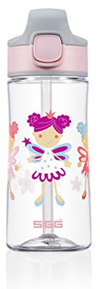 Sigg - Gourde Enfant avec Paille En Tritan - Miracle Fairy - Étanche - Passe au Lave-Vaisselle & Micro-ondes - Résiste aux Chocs - Sans BPA - Pour École & Sport - Rose Motif Fées - 0,45L
