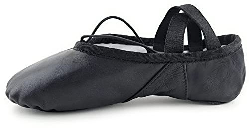 Black Ballet Shoes Canvas Flat Dance Shoes Gymnastic Yoga Shoes Split Sole Leather Ballerina Shoes Girls, Women (7 UK Women)