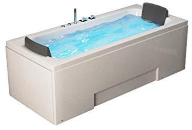 Luxus Whirlpool Badewanne Island 172 x 75 x 60 cm Wanne mit 8 Massage Düsen + LED - für Eckmontage rechts + links Hot Tub Eckwanne oder freistehend an nur 1 Wand Spa für 2 Personen