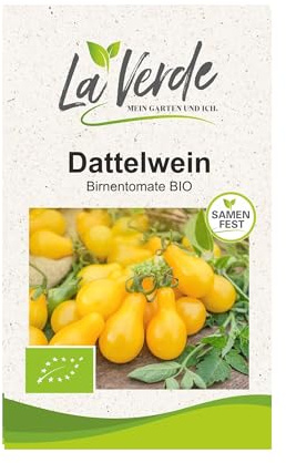 La Verde MEIN GARTEN UND ICH. Dattelwein BIO Tomatensamen für ca. 8–10 Pflanzen, aromatische Birnentomate, Saatgut ohne Gentechnik