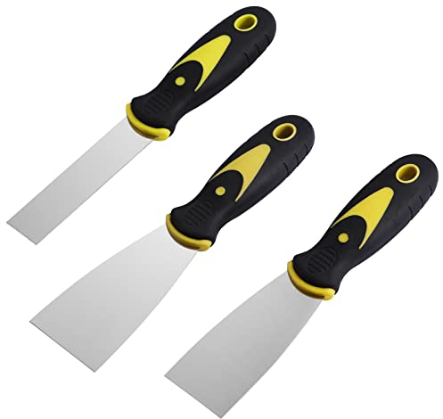 3 Pcs Wallpaper Scraper, Stainless Steel Paint Scraper Tool Plaster Scraper Set Wall Filler Tool Putty Scraper Set for Wall Decoration-1/1.5/2 Inch