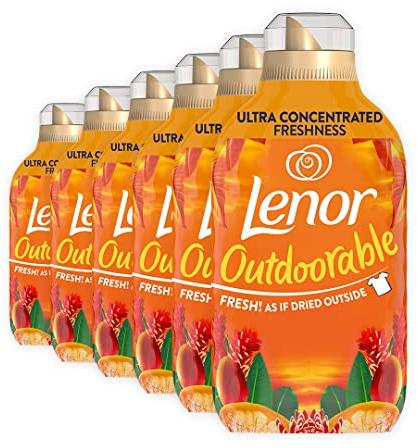 Lenor Outdoorable Fabric Conditioner, 210 Washes, 2.94L (490 ml x 6), Tropical Sunset, Ultra Concentrated, Outside Freshness Even When Drying Inside