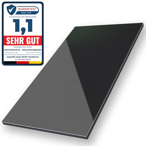 Aluverbund 24 Aluverbundplatte, Aluminium Platte, 3mm dick, Anthrazit/RAL7016, 20x30cm