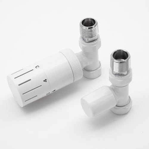 WITEN&NOCK Vannes pour radiateur - Kit de vanne de radiateur avec thermostat - Raccord avant et retour 1/2 pour chauffage - Raccord latéral - Forme de passage