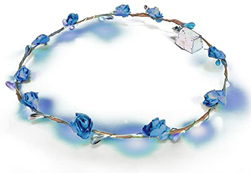LED Blumenkranz Haarschmuck für besondere Tage (Blau)