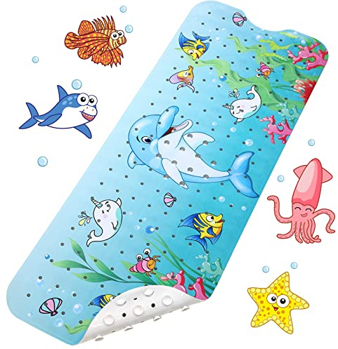 Alfombrillas para Bañera Antideslizante 100 x 40cm Alfombra Baño con 200 Ventosas Fuertes Alfombrillas de Ducha con Motivos del Océano (Océano)