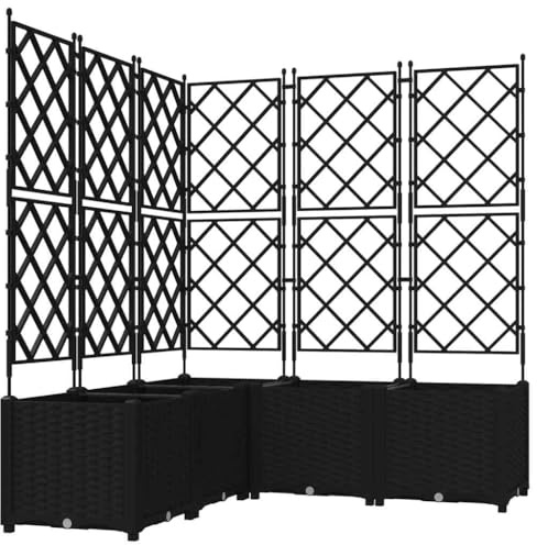 vidaXL Macetero de Jardín 5 pcs Negro 120 x 120 x 143 cm Plástico, Maceta Moderna y Duradera, Elegante contenedor plástico, Resistente al Clima, Ideal para Exteriores