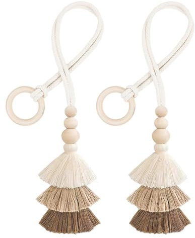 Cortina de Pampilles Cortina - Cortina clásica de Crochet | Lazos Flexibles para Las Cortinas, Abrazos Decorativos para el Dormitorio, Cortinas Ajustables