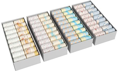 Vtopmart 4 er Set Faltbares Kleiderschrank Aufbewahrungsbox | Schubladen Organizer für IKEA PAX Kleiderschrank, Stabiler Boden, für Babykleidung, Socken, BHs