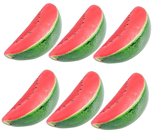 Mikikit 6pezzi Fette Frutta Finta Artificiali Decorazioni Anguria Per Feste Frutta Finta Per Arredamento Fette Realistiche Anguria