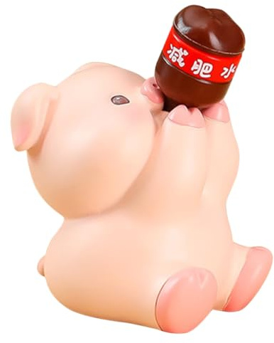 LOORGVEL Niedliche Tierfigur aus Kunstharz Trinkendes Schwein Garten und Hofdekoration Sicher Bruchfest Farbecht