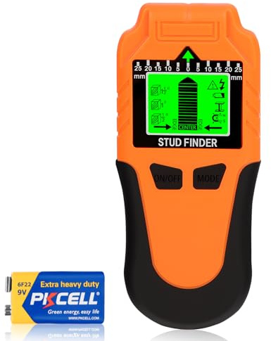 Rilevatore Tubi e Cavi Elettrici 6 in 1 con display LCD e allarme acustico, sensore da parete preciso per rilevamento di legno, metallo, cavi sotto tensione CA, travi, tubi e cavi