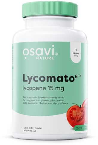 Osavi Lycopene 15 mg Lycomato6™ – 120 softgels | Patented Tomato Extract with 6 Phytonutrients | Lycopene, Tocopherols, Phytosterols, Beta-Carotene, Phytoene & Phytofluene | Clean Label