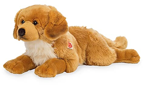 Teddy Hermann 91942 Hund Golden Retriever 60 cm liegend, bernsteinfarben, Kuscheltier, Plüschtier mit recycelter Füllung
