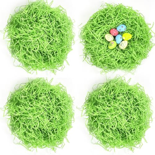 5 Packungen Ostergrünes Gras recycelbare Papierschnipsel für Osterkorb-Füller Kreative Eier Deko Filler Party Dekoration Geschenk-Verpackung