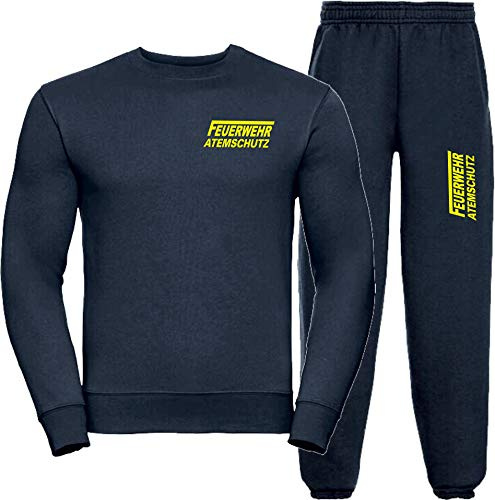 Sweat-Jogginganzug Navy, Feuerwehr ATEMSCHUTZ langes F Neongelb