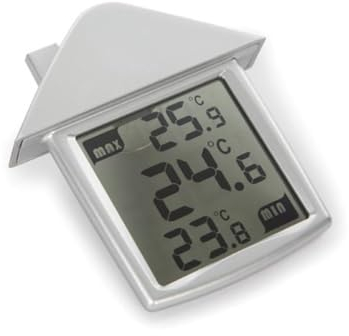 Perel Fenster-Thermometer, digital, für innen und außen, transparent