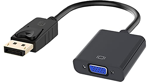 Jsdoin Adattatore da DisplayPort a VGA, 1080p placcato oro, da DP a VGA (maschio-femmina) compatibile con Lenovo, Dell, HP, ASUS