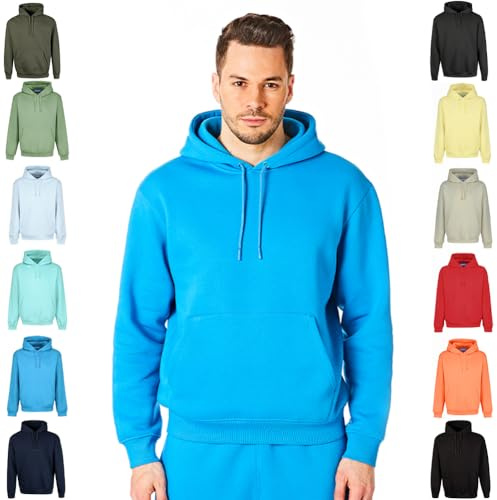 RIPT Essentials RCSWT763 Herren Kapuzen-Soft-Touch-Loungewear-Hoodie-Sweatshirt-Oberteil, Blau Aster, L