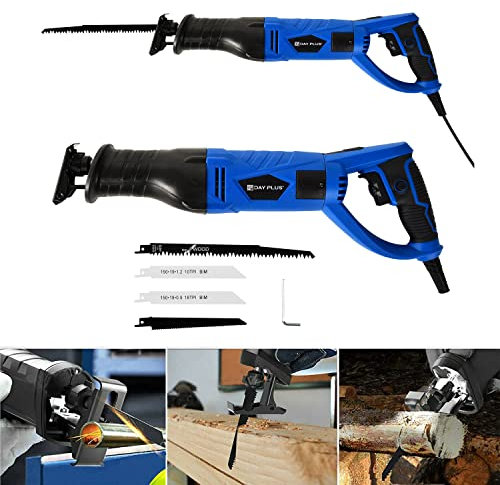 Sierra de Sable 750W con 2700SPM Sierra Alternativa - Profundidad de Corte:150mm (Madera), 5mm (Metal), Carrera de Corte de 20mm Sierra Sable Electrica con 3 Hojas, Cambio de Hojas sin Herramienta