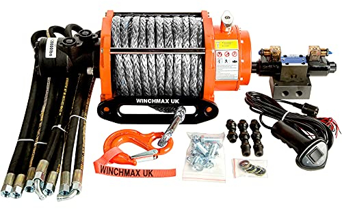 Winchmax Hydraulische Seilwinde, 20.000 lb (9.072 kg) 25 m x 13 mm Dyneema Seil Hawse Fairlead Haken 24 V Kontrollsystem