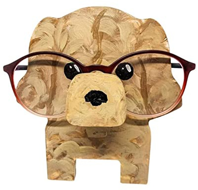 Topchances Niedlicher kreativer Tier-Brillenhalter, 1 Stück Holz-Brillenrahmen in Tierform, für Zuhause, Büro, Schreibtisch, Dekorationszubehör (kleiner goldener Retriever)
