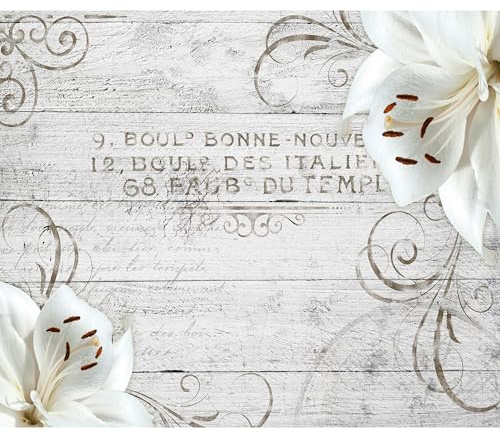 murando Fototapete Premium-Vlies Blumen Lilien 350x256cm Foto Tapete Schlafzimmer Vliestapete XXL Wandtapete Motivtapeten Bildtapete 3d Effekt Wand Dekoration Flur Holz Blume Ornament