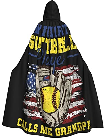 RFSHOP Softball Opa USA Flagge Halloween Umhang Tunika Kapuzenmantel Umhang für Halloween Weihnachten Cosplay Kostüm Kapuzenumhang Kapuzenumhang Kapuzenumhang für Herren Damen Schwarz