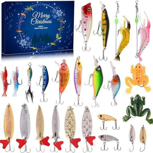 Weihnachts-Angelset Kassette,Christmas Fishing Set Blind Box,Angelausrüstung Adventskalender 2023,Männer Angel Adventskalender,Angelzubehör-adventskalender,Weihnachtskalender Angelkalender (B)