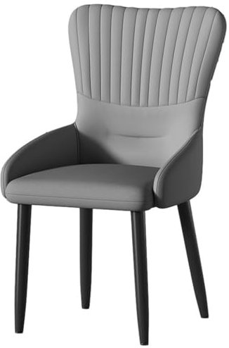 VENYAA Esszimmerstühle Akzent Stuhl PU Leder Sessel mit dickem gepolstertem Sitz, gepolsterte Küche Counter Stuhl Rezeption Stuhl für Küche Wohnzimmer Schlafzimmer Büro(Color:GRAU)