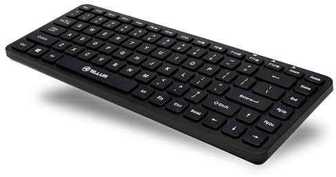 TELLUR Clavier sans Fil, Mini Clavier sans Fil pour PC, Ordinateur Portable, Smart TV, récepteur Nano USB 2,4 GHz, Disposition QWERTY Internationale, Silencieux et Fin (Noir)