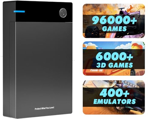 12TB Retro Gaming Festplatte mit 40000+ klassischen Spielen, kompatibel mit 400+ Emulatoren, 6000+3D-Spielen, tragbare Spielfestplatte kompatibel mit Win 7/8/10/11