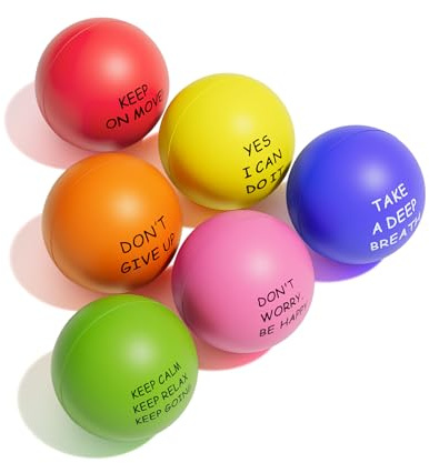 KDG Stressball Erwachsene Motivierende Stressbälle (6er-Pack) für Kinder | und Erwachsene, Stressabbau-Bälle mit Quetos zur Linderung von Angst und Wut als Geschenk