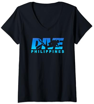 Damen Tauchen auf den Philippinen, Tauchen auf den Philippinen T-Shirt mit V-Ausschnitt