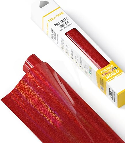 POLI-FLEX® STARFLEX Transferfolie für Textilien – Holographische Effektfolie zum Aufbügeln, Plotterfolie für DIY Shirts, Rot, 30,5 cm x 61 cm