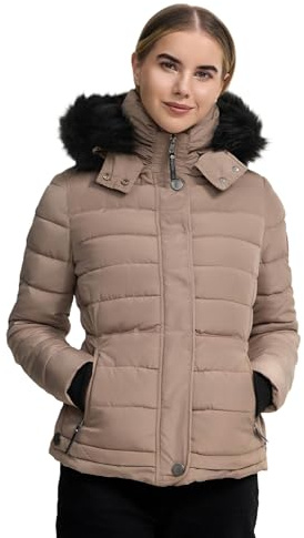 Navahoo warme Damen Winter Jacke Parka Mantel Stepp Kurzjacke gefüttert B301 [B301-Taupe-Grey-Gr.L]