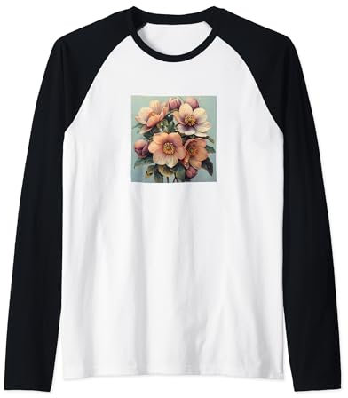 Hellebore Bouquet floral Couleurs pastel Graphique Manche Raglan