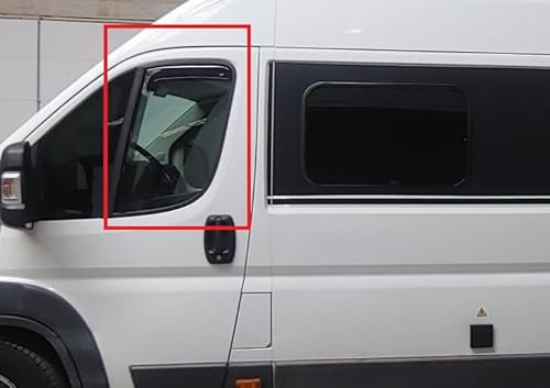 VALDI LED Juego De 2 Deflectores De Aire para Coche Oscurecidos | para Autocaravanas Fiat Ducato, Peugeot Boxer Y Citroën Jumper Desde 2006 A 2024 | Movano De 2023 A 2024| Derivabrisas