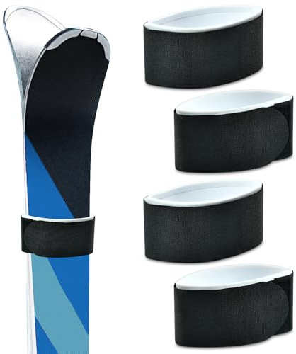 Fascette Sci 4 Pezzi Ski Strap Cinghia Porta Cnghie Tracolla Accessori Snowboard Fissaggio Fondo Tracolla per Snowboard, Bastoncini e Attrezzatura Sci