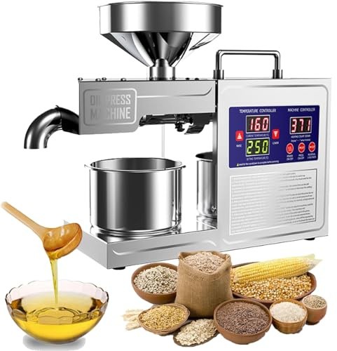 Spdazzleburst Extracteur d'huile de graines pressées à Froid et à Chaud, Presse à Huile Automatique, extracteur d'huile de Noix en Acier Inoxydable 304, pour Cuisine Commerciale à Domicile