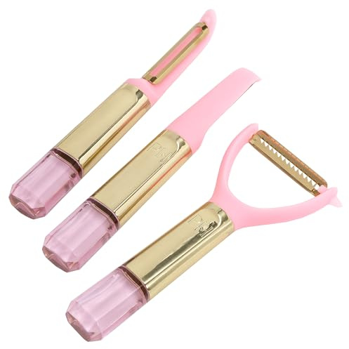 Paris Hilton 3-teiliges Schäler-Set mit rosafarbenem Griff in Juwelenform, spülmaschinenfest, Küchenutensilien und Utensilien, Rosa und Gold