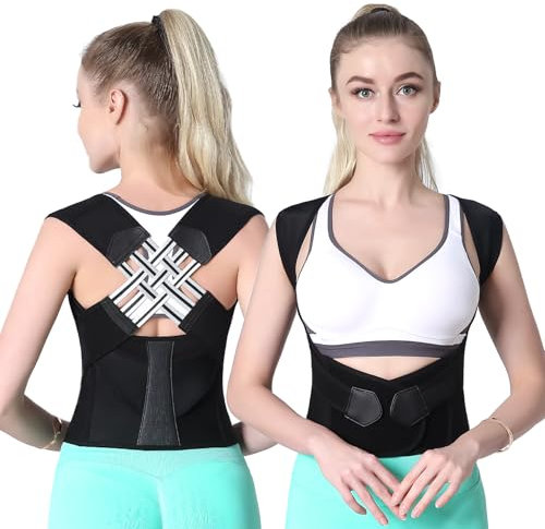 NormXinRui Cinturón de postura ajustable, corrector de postura para mujeres y hombres, alivia el dolor de cuello y hombros (negro, M)