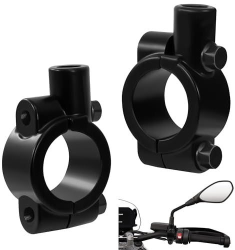 Tunejoy Support de Rétroviseur pour Moto M8 Universal Support de Miroir de Moto pour 25mm Guidon Pour Scooter ATV Aluminium Noir 2 Pièces