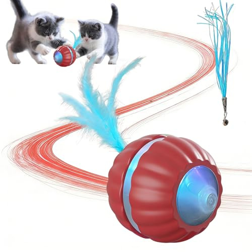 Interaktives Katzenspielzeug, Katzenspielzeug Elektrisch, Katzenball Elektrisch Katzenspielzeug Selbstbeschäftigung, Katzen Spielzeug mit Ersatzschwanz Katzen Spielzeug Smart Rolling Pet Cat Ball