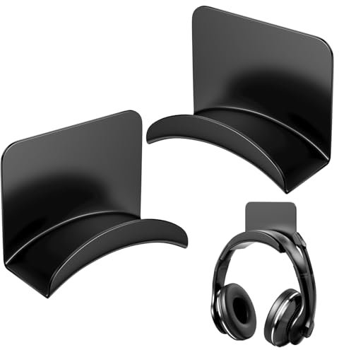 Legpador 2 Pezzi Porta Cuffie da Scrivania, Supporto Cuffie Gaming, Universale Gancio Appendi Cuffie Staffa, Supporto da Parete per Cuffie, per Tavolo, Parete, Vetro, Metallo (Nero)