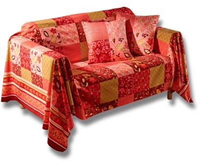 Eldo® Couvre-lit 145 x 220 cm, design patchwork, couverture décorative pour canapé et lit, 100 % polyester, chaude, confortable, imprimé patchwork