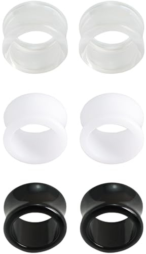 Acryl Schwarz/Weiß/Klar 3 Paar Double Flared Ohr Flesh Tunnels Gauges Expander Set Kunststoff Tunnel Kit Hypoallergen Body Piercing Schmuck Ohrpiercing Tuneles De Oreja Para Hombre Männer Frauen