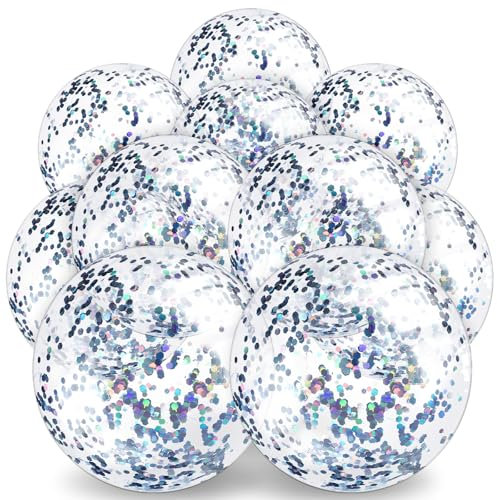 CIATBYYJ 10 pelotas de agua hinchables con purpurina, pelotas de playa hinchables, coloridas, con confeti, para verano, playa, piscina, fiesta