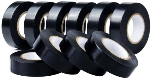CHUANGSEED Elektrisches Isolierband 10er-Pack Schwarz 19mm x 20m，kabel klebeband PVC Elektriker Klebeband für Arbeiten an Elektrik Reparaturen Isolierung und Bündeln
